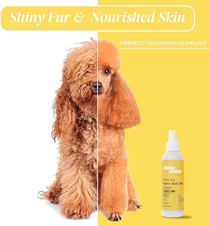 Cleansing Hair and Body Spray for Dogs - 5.1 Fl Oz of Dog Deodorizer, Long Lasting Formula - Everyday Body Spray with Aloe, Lemongrass Oil, and More - Made in The USA