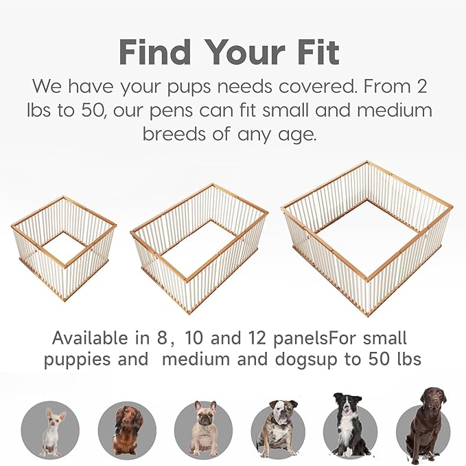 Dog Playpen Foldable Metal Pet Pen Fence Pet Door 8 Panels for Medium/Small Dogs, Indoor & Outdoor,Portable Pet Playpen for Camping, Yard and RV