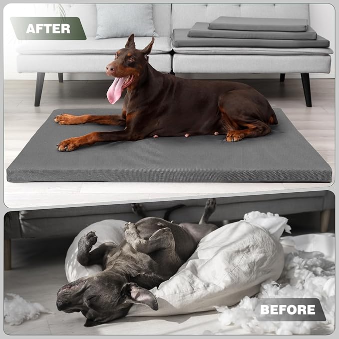 Durable Outdoor Waterproof Dog Bed up to 130 lbs XXXL Large Dogs Chew Resistance Dog Crate Mat Washable Cover
