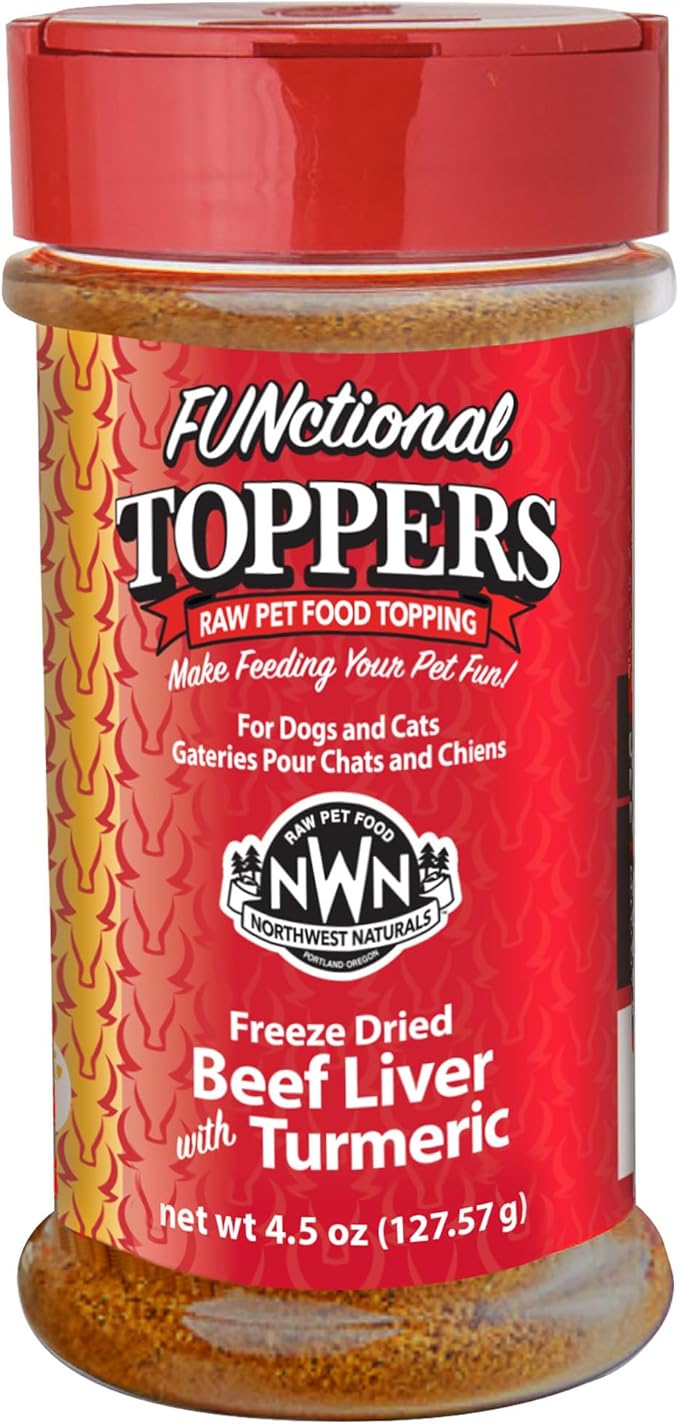 Northwest Naturals Freeze-Dried Beef Liver with Turmeric - Functional Topper for Dogs and Cats - Healthy, Limited-Ingredients, Human Grade Pet Food, All Natural - 4.5 Oz (Pack of 1)