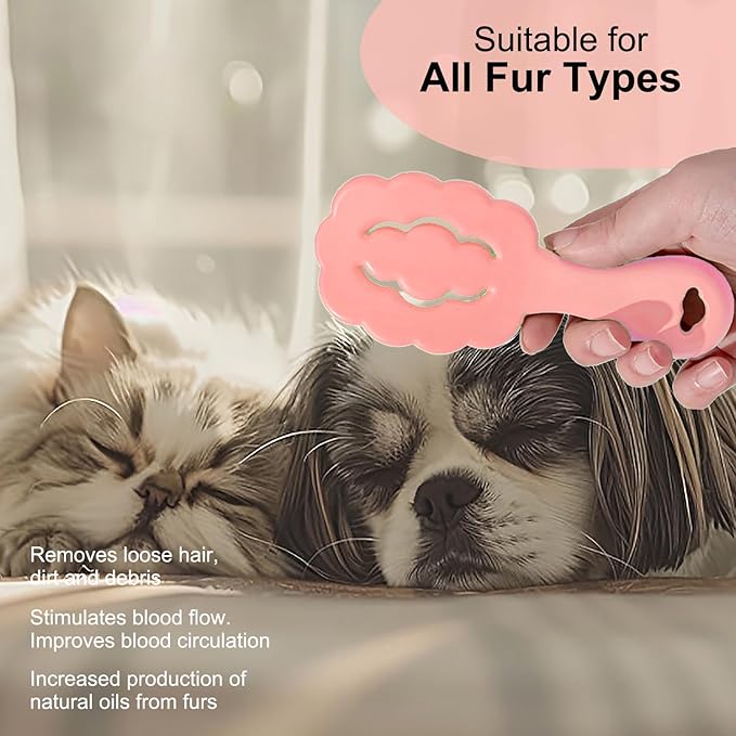 Cloud Shape Small Dog Grooming Brush - Soft Pin Brush for Gentle Detangling & Massage Puppy Hair Comb for Maltese, Shih Tzus, Yorkies, and Puppies, Pink