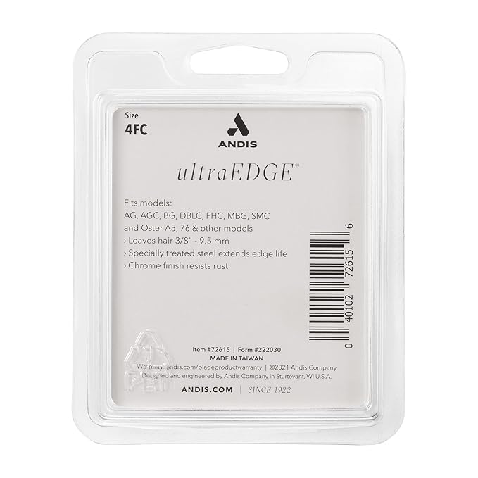 Andis 72625 Carbon-Infused Steel UltraEdge Dog Clipper Blade, Size-4 Skip-Tooth, 3/8-Inch Cut Length