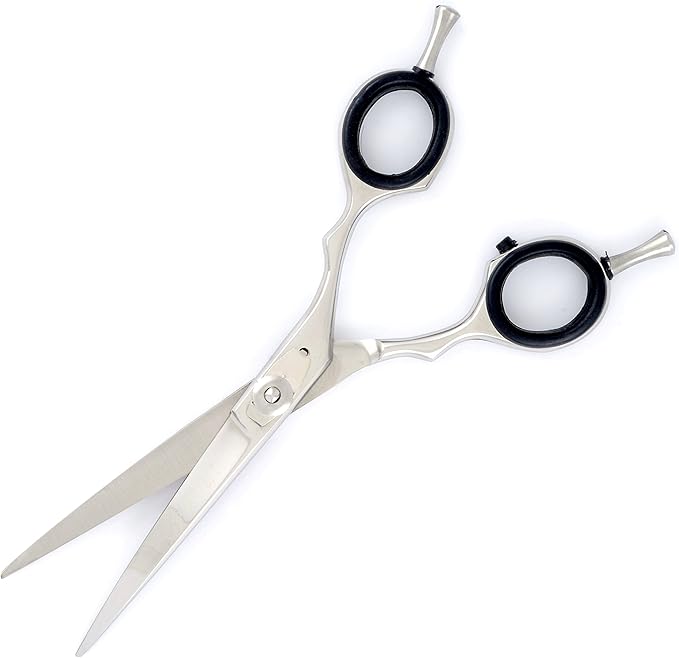 6" Downward Curved, Professional Pet Grooming Scissors, Two Finger Rests