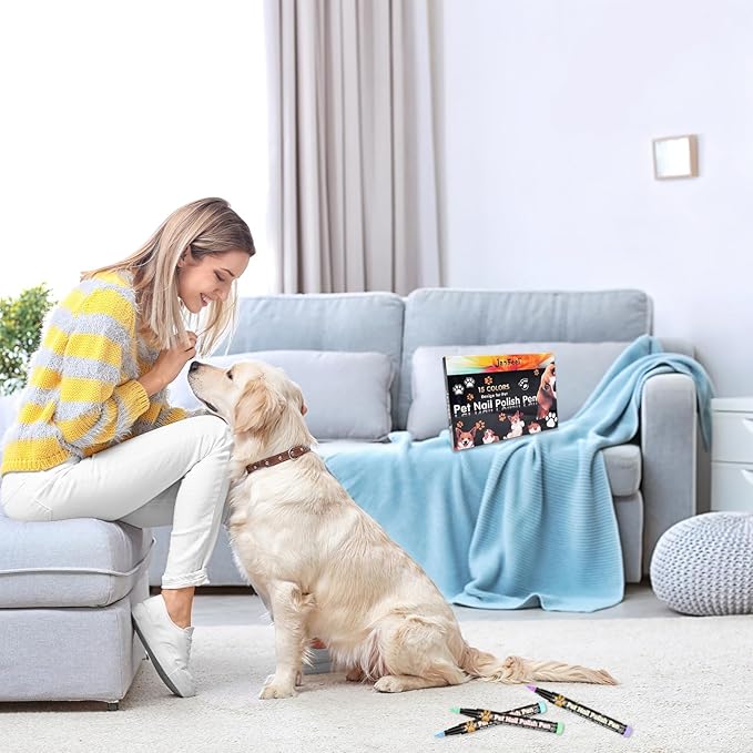 Dog Nail Polish Pens, 15 Colors Pet Nail Polish Set Quick Dry Pet Safe Nail Polish Non Toxic Brush Tip Nail Polish Pens for Puppy and Cat or Small Pets