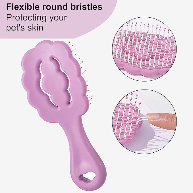 Cloud Shape Small Dog Grooming Brush - Soft Bristle Brush for Gentle Detangling & Massage - Ideal for Maltese, Shih Tzus, Yorkies, and Puppies - Portable & Durable Design, Purple