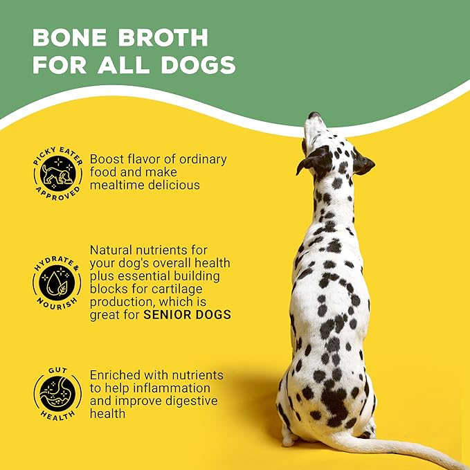 Brutus Bone Broth for Dogs - Bone Broth Powder with Chondroitin Glucosamine & Turmeric - Human Grade Dog Food Toppers for Dry Food & Picky Eaters - 10 Stick (Chicken)