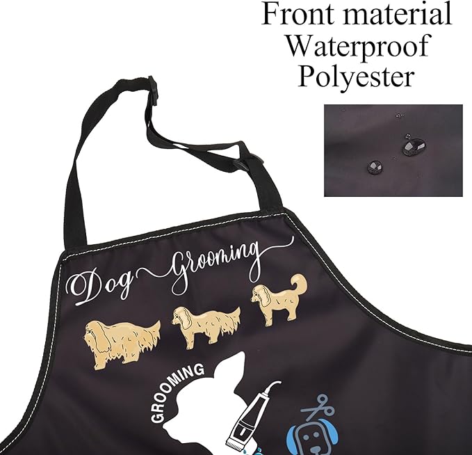 CMNIM Dog Groomer Apron with Pockets, Waterproof, Dog Groomers Apron