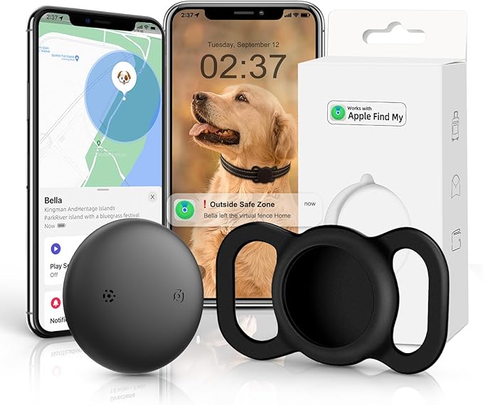 VB GPS Tracker for Dogs (1 Pack), Mini GPS Cat Tracker, Smart Pet Activity Tracker (iOS Only), No Monthly Fee, Compatible with Apple Find My, Anti-Lost, Finder Tag for Vehicles/Pets/Kids/Items