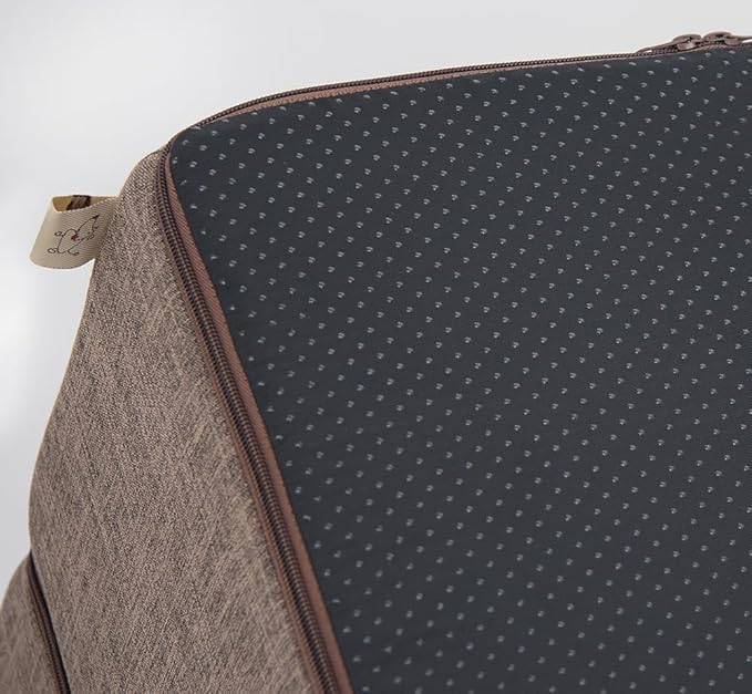 Best Pet Supplies Portable Foldable Foam Pet Stairs/Steps for Couch, Sofa, and High Bed, Non-Slip Bottom Balanced Paw Safe - Brown Linen, Foldable 4-Step (H: 22")