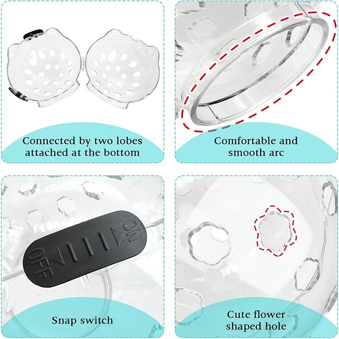 Fhiny Cat Muzzle,Transparent Helmet with 4 Boots Adjustable Breathable Kitty Hood Anti Bite Bubble Astronaut Mask Silicone Claw Covers for Cats Bathing Shaving Grooming (Medium)