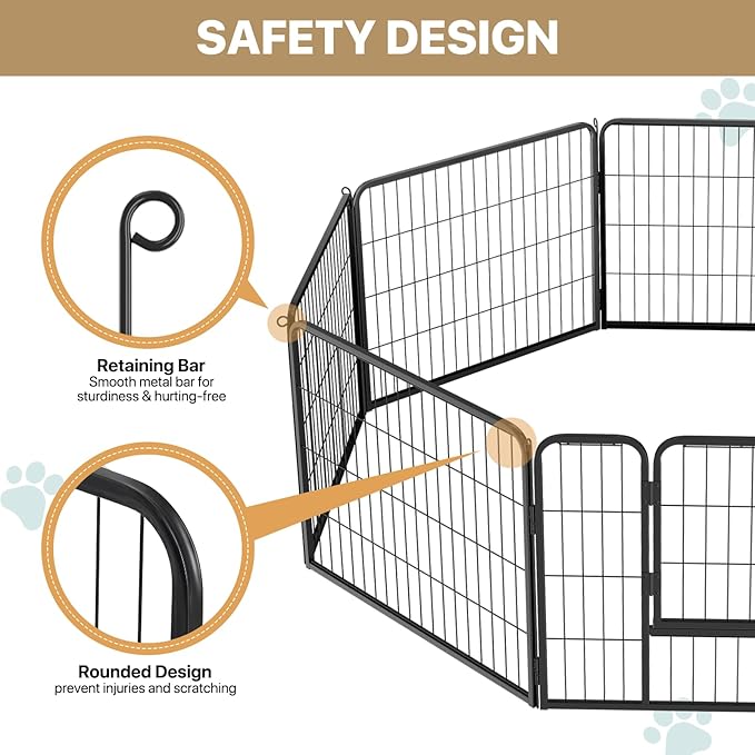 MoNiBloom Dog Playpen Outdoor, 24" Height 8 Panels Heavy Duty Metal Dogs Pen for Small Animals Pet Exercise Pen for RV Camping Yard