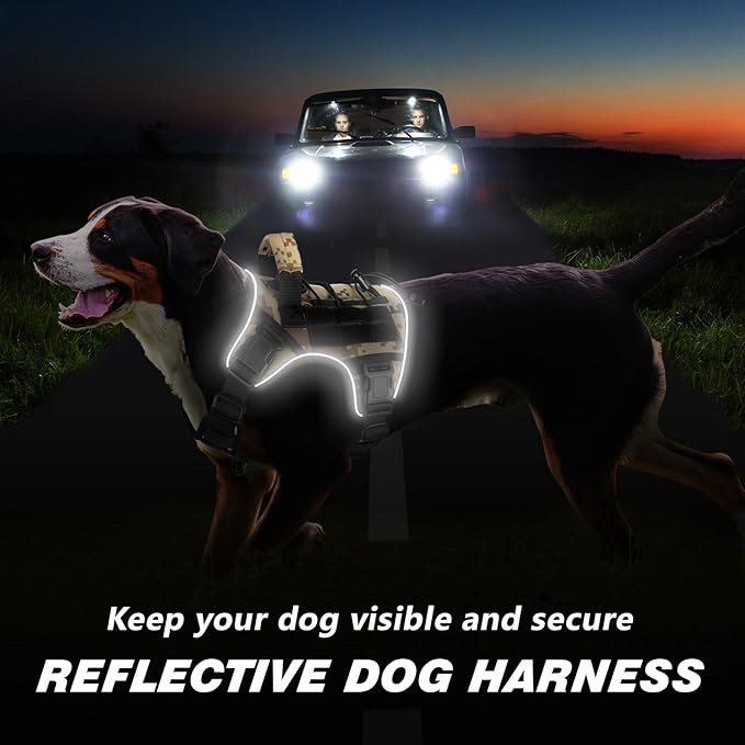 WINGOIN Tactical Dog Harness for Small Dogs, Heavy Duty No Pull Dog Harness with Handle, Adjustable Reflective Military K9 German Shepherd Dog Vest for Training, Walking, Hiking, Camo (S)