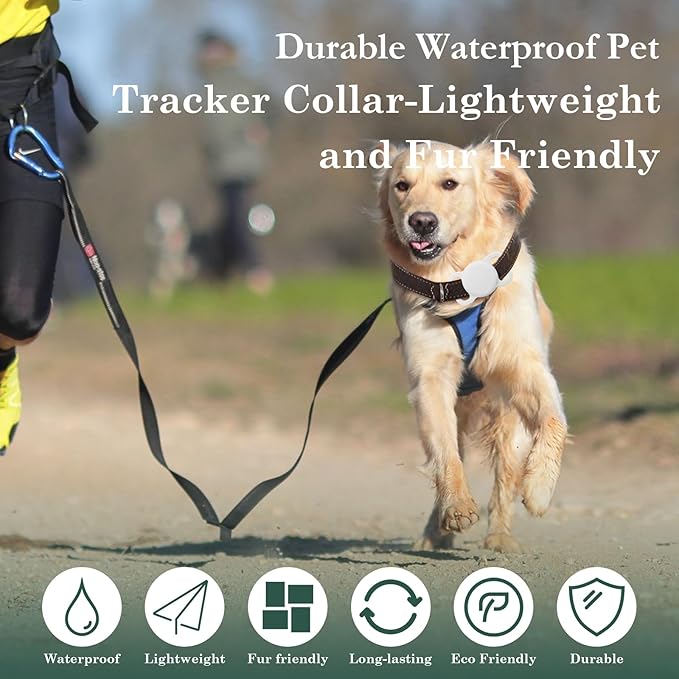 Pet Location Tracker, Smart Dog Tracker with Collar Holder, MFi Certificated Tracking Device, Waterproof Bluetooth Tracker, No Monthly Fee, Not GPS Tracker, iOS Compatible (White)