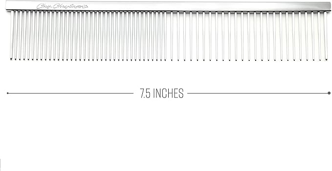 Chris Christensen Groomers Bundle - 000 7.5 in. Greyhound Style Fine/Coarse Buttercomb, Stainless Steel - Big K Slicker Dog Brush Large, Perfect for Doodles, Angled Polished Pins