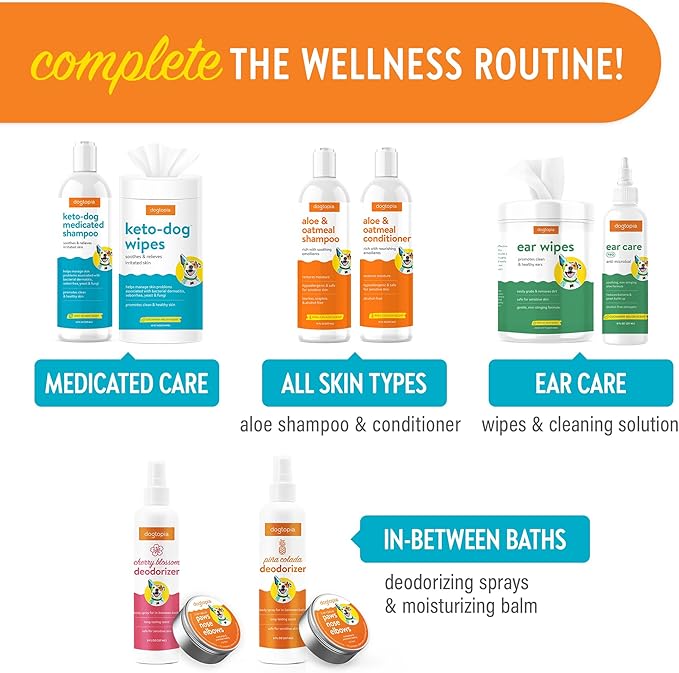 Keto Dog Shampoo and Wipes Combo for Pets | Soothing Shampoo (12oz) and Convenient Wipes (60ct) for Pets’ Irritated Skin | Relief for Skin Problems in Dogs and Cats