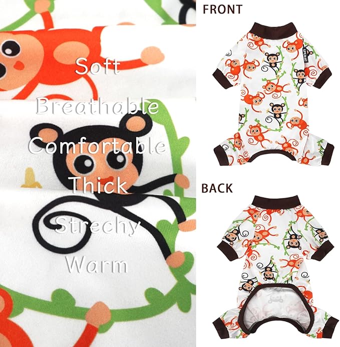 XPUDAC 4 Pack Dog Pajamas Soft Strechy Summer Puppy Clothes for Small Medium Dogs Boy Girl Cat Apparel-X-Large