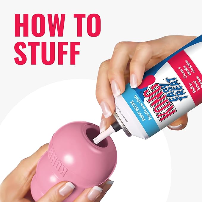 KONG Puppy - Natural Teething Rubber Chew Toy for Dogs - Stuffable Dog Toy for Extended Playtime - Chew & Fetch Toy for Puppies - for Large Puppies - Pink