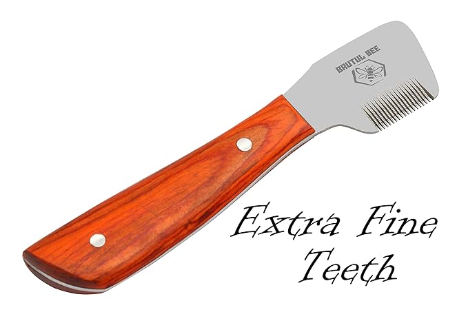 Brutul Bee Dog Grooming Coat Stripping Knife Stripper Trimmer Tool Wooded Handle Stripping Knives Set of 6 in Stainless Steel Non-Slip Tools for Grooming Dogs (Orange)