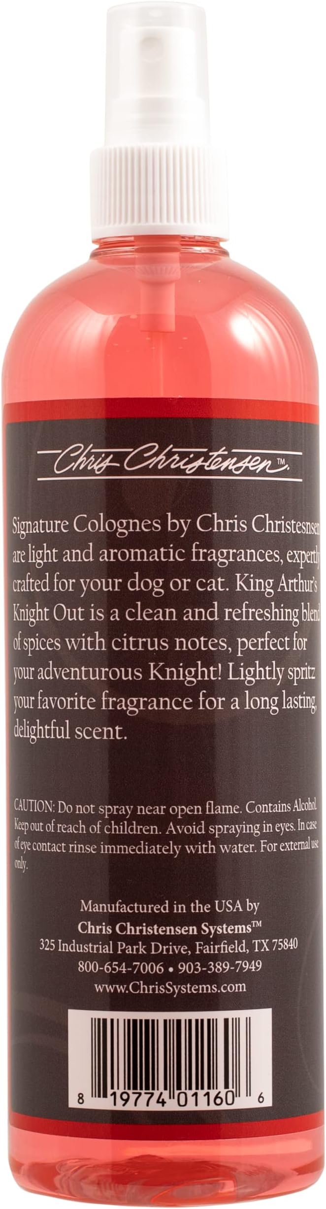 Chris Christensen King Arthur's Knight Out Grooming Pet Cologne, Groom Like a Professional, Long Lasting, Designer Fragrances, For Dogs and Cats, 16 oz