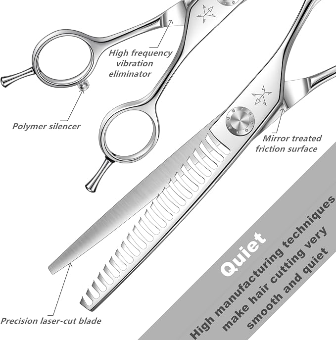High-end Professional Dog Grooming Thinning Scissors Teeth Blending Shears Pet Texturizing Thinner Blender Shears 7 Inch Extremely Sharp Stainless Steel Alloy For Cat Horse And Other Animals