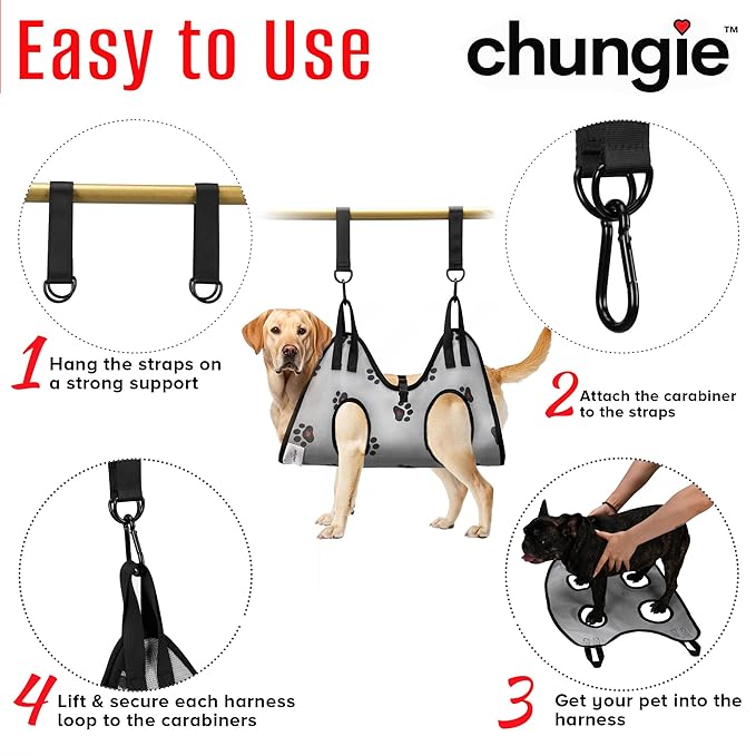 Dog Grooming Hammock for XL Dogs – Dog Restraint for Nail Trimming with Pet Nail Clipper – Dog Sling for Grooming, Dog Hammock for Nail Cutting & Grooming Harness(Legs Spacing:15-18.5”)/Max W:85lb)