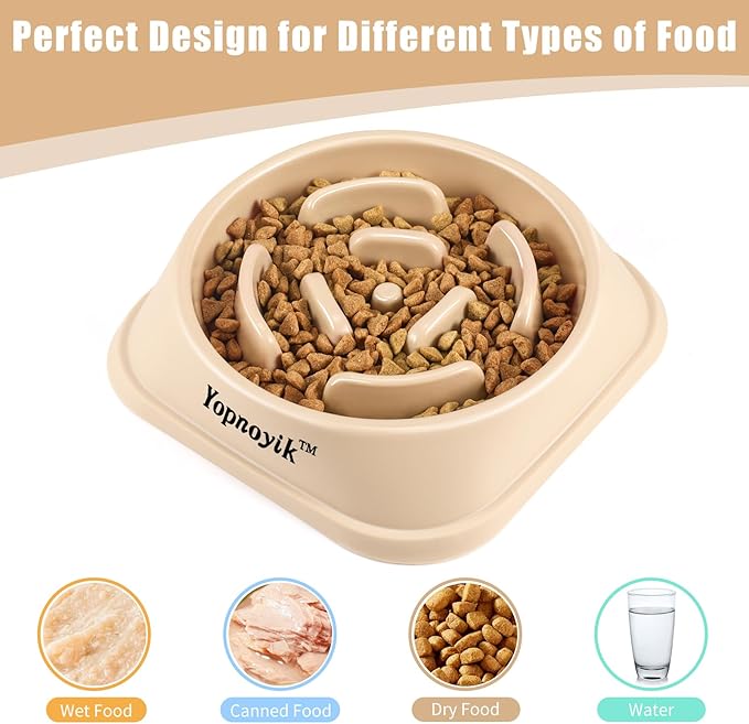 2 Pack Slow Feeder Dog Bowls for Healthy Eating, Non-Slip and Anti-Choking Design, Reduces Bloating & Overeating for Small & Medium Dogs and Cats, Easy to Clean