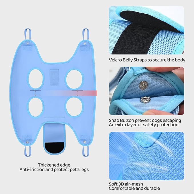 Upgraded Dog Grooming Hammock with Tension Rods, Small Pet Hanging Harness, Dog Sling for Nail Trimming with Pet Nail Clippers, Nail Trimmers -M