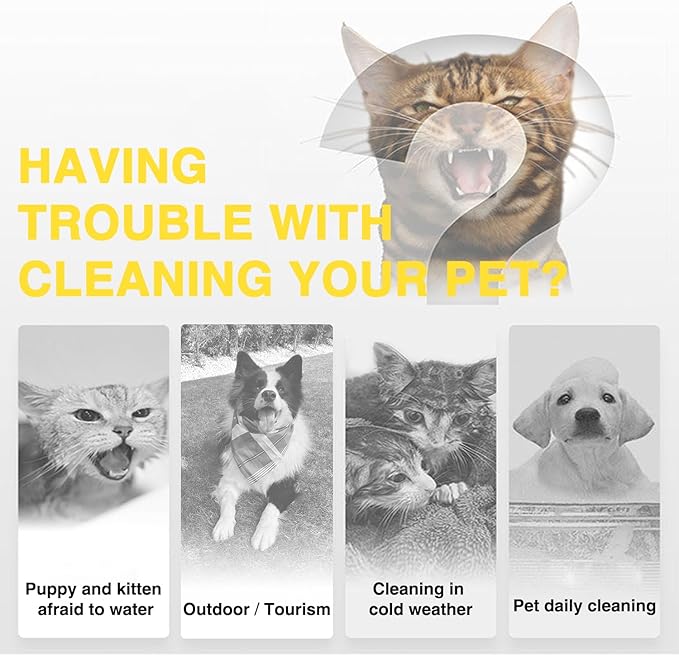 Pet Dogs Wipes Gloves 12PCS Cleaning, Cat Wipes Dog Bath Wipes, Dry Cleaning Gloves for Cats&Dogs, Pet Wash Free Gloves, Pet Bath Gloves，Pet Fur Care, Aloe Extra Nourish and Cleaning 2Pack