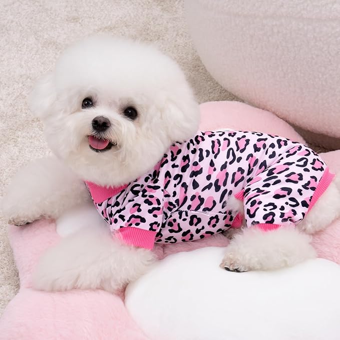 XPUDAC 4 Pieces Dog Pajamas for Small Dogs Pjs Clothes Puppy Onesies Outfits for Doggie Christmas Shirts Sleeper for Pet