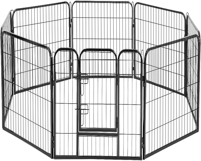BestPet 32"x32" Heavy Duty 8 Panel Folding Metal Pet Playpen Dog Exercise Fence with Door
