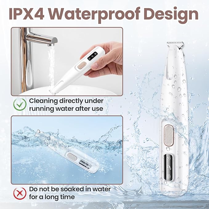 Dog Paw Trimmer with LED Light, 35dB Low Noise Pet Paw Trimmer for Dogs and Cats, Dog Clippers with18mm Widen Blade, Waterproof Grooming Shaver for Paws, Ears, Face, Eyes and Rump