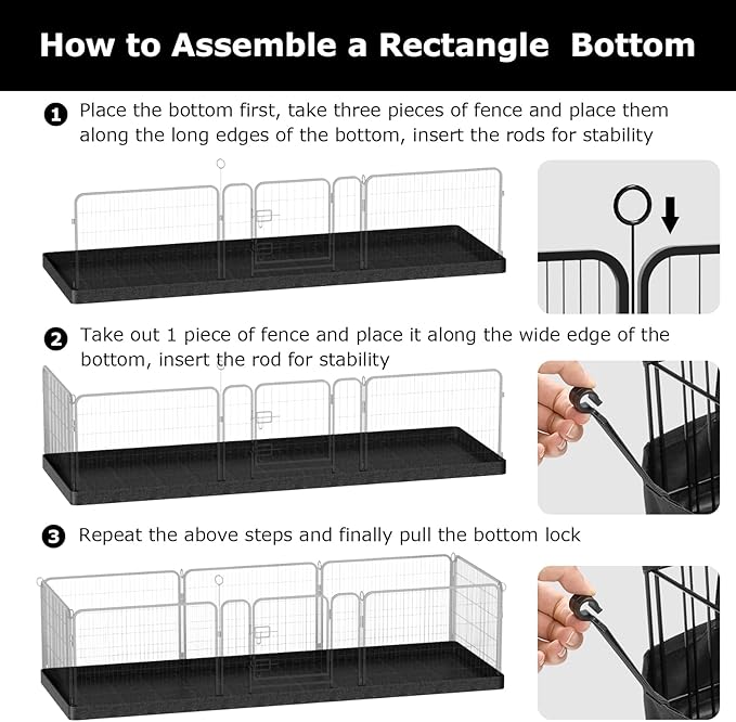 PJYuCien Rectangle Dog Playpen - Stabilizes, Fits 8 Panels, 32"x96" Assembly Size, 600D Oxford Cloth Waterproof Playpen Bottom