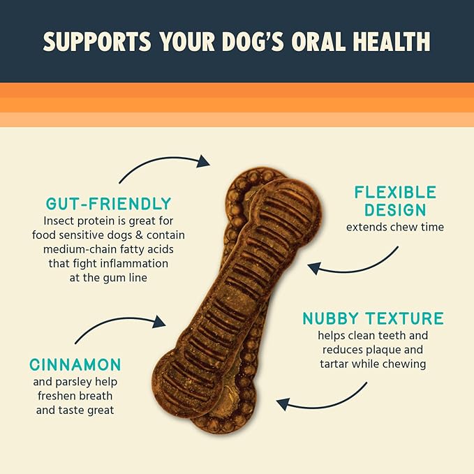 Jiminy's Dental Chews for Dogs, Cinnamon Flavor, Scientifically Proven to Improve Oral Health, Dental Bones Clean Teeth, Fight Bad Breath, and Removes Plaque and Tartar, Medium, 12ct (Pack of 1)
