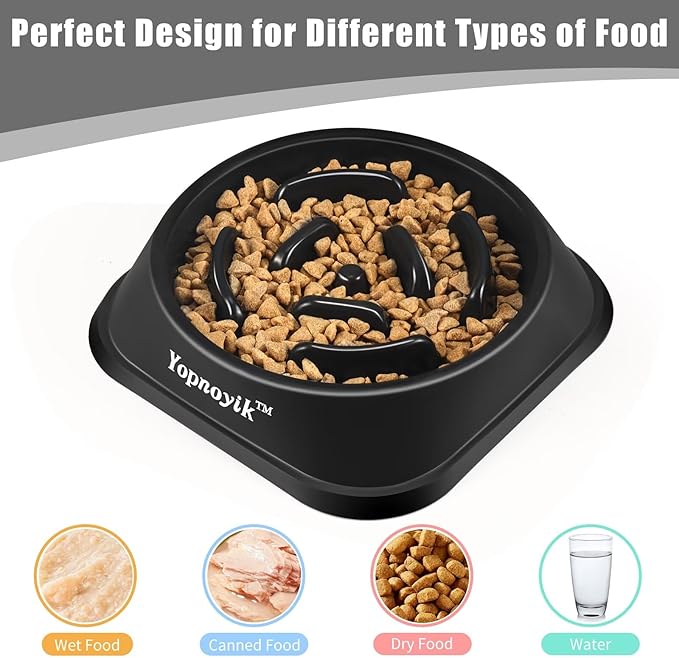 Slow Feeder Dog Bowls for Healthy Eating, Non-Slip and Anti-Choking Design, Reduces Bloating & Overeating for Large Dogs, Easy to Clean