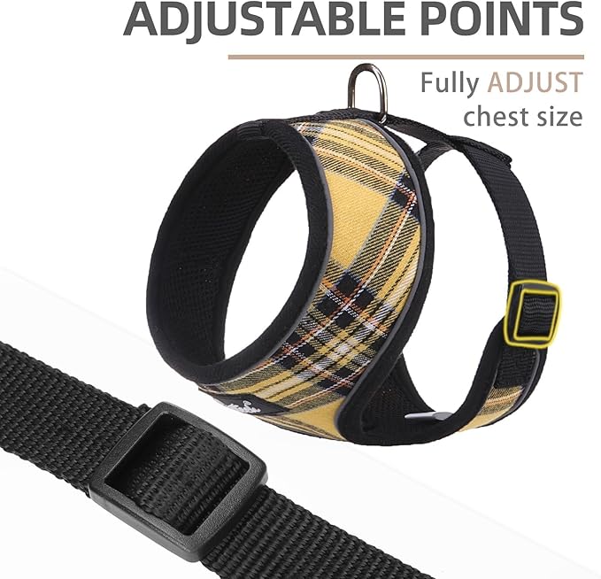 PUPTECK Soft Mesh Dog Harness and Leash Set Pet Puppy Cat Comfort Padded Vest No Pull Harnesses, Yellow, XS