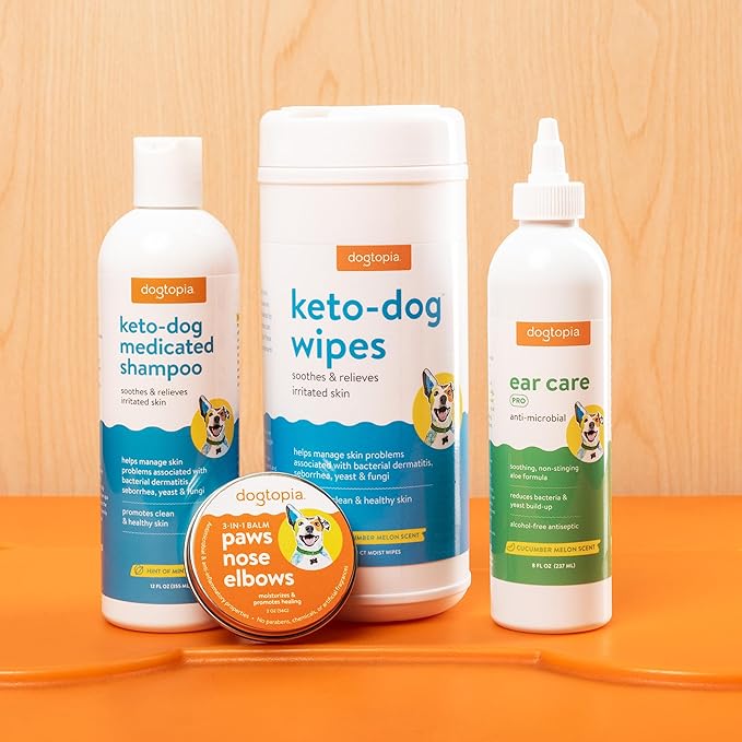 Keto Dog Shampoo and Wipes Combo for Pets | Soothing Shampoo (12oz) and Convenient Wipes (60ct) for Pets’ Irritated Skin | Relief for Skin Problems in Dogs and Cats