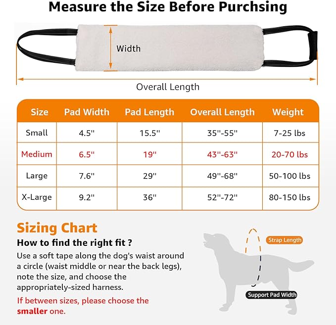 LOOBANI Portable Dog Sling for Back Legs, Hip Support Harness to Help Lift Dogs Rear for Canine Aid and Old K9 Cruciate Ligament Rehabilitation