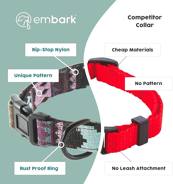 Embark Urban Dog Collar – Dog Collar Stylish & Durable Nylon Dog Collar for Large Dogs, Small Dogs & Medium Dogs.Comfortable Pet Collar Strong Buckles for Any Size Breed (Aztec, Small)