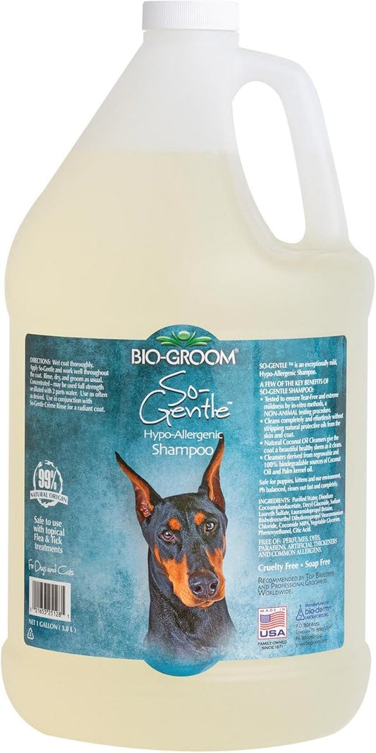 Bio-Groom So-Gentle Hypoallergenic Dog Shampoo - Tearless, Cat & Dog Bathing Supplies, Puppy Shampoo for Gentle Skin, Cruelty-Free, Made in USA, Tear-Free Dog Products - 1 Gallon