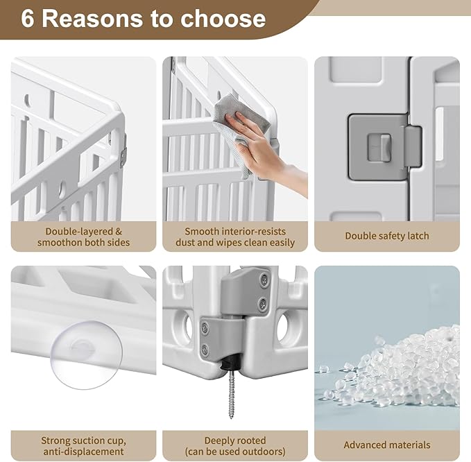 Pet Playpen with Door Dog Playpen Foldable Puppy Playpen for Puppies and Small Dogs 8-Panels Easy Assemble Easy Storing for Indoor and Outdoor (8 Panels)