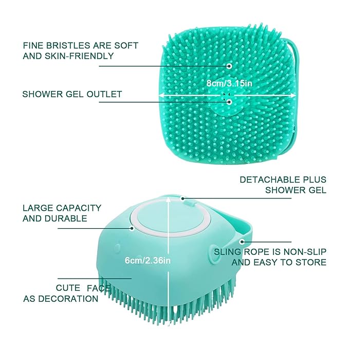 BLMHTWO Pet Grooming Brush, Dog Cat Bath Scrubber with Silicone Loop Handle, Creates Bubbles, Massages Skin, Saves Shampoo, for Long Short Haired Dogs and Cats