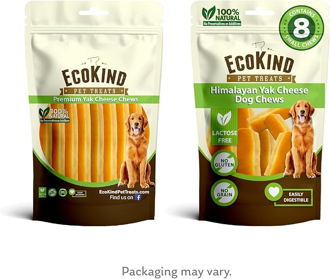 EcoKind Premium Gold Yak Cheese Himalayan Dog Chews, Healthy Dog Treats, Yak Chews for Small Dogs, All Natural, Long Lasting Dog Chew for Aggressive Chewers, High Protein Puppy Treat, Small - 8 Chews