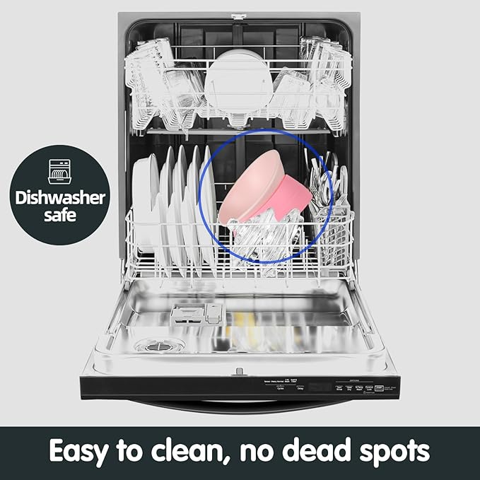 Bulldog Bowl Anti-Slip Dog Cat Dish Detachable Rubber Dog Bowl Pet Sterile Tilted Pet Feeder Slope Base (Pink, 3.5 Cup (Medium/Large Dog))