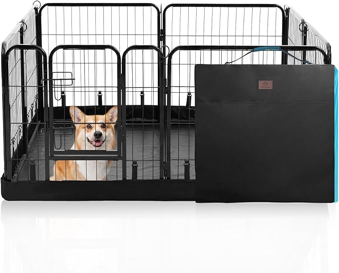 PJYuCien Dog Playpen Plus Storage Bag，24" H 8 Panels Puppy Pen with Square Bottom,Heavy Duty Dog Fence for Puppies/Small Dogs