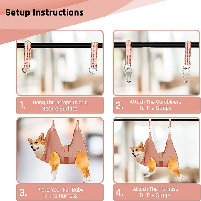 Potens' Pet Dog Grooming Hammock with Security Strap - Grooming Hammock for Small Dogs - Dog Holder for Nail Trimming - Dog Hanging Harness for Nail Trimming (Small)