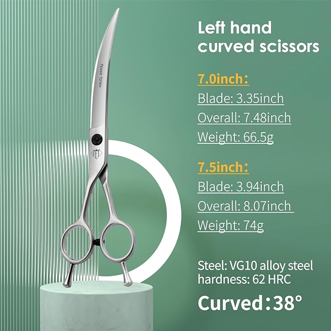 Dog Grooming Scissors: 7.0" Left Handed Pet Shears Made Of Advanced Stainless Steel Alloy for Trimming Dogs Cats and Other Pets Face and Paws