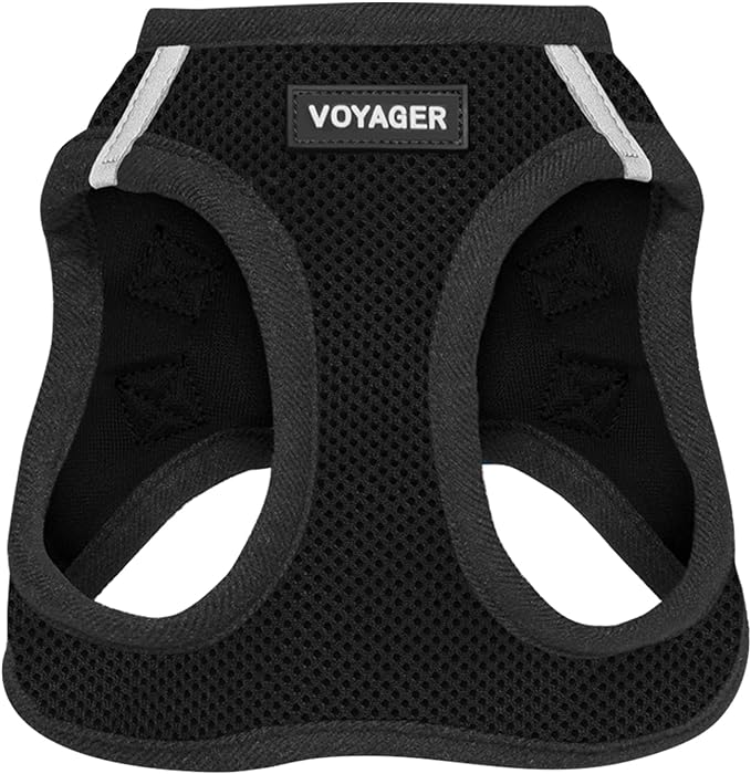 Voyager Step-in Air Dog Harness - All Weather Mesh, Reflective, No Pull Harness for Small, Medium Dogs, Cats - Secure with Hook & Loop Fastener, Buckle, Double D-Rings - Black, XS