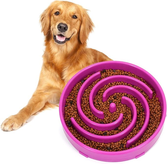 WHIPPY Slow Feeder Large Dog Bowls for Large Medium Dog Non Slip Maze Puzzle Bowl Pet Slower Food Feeding Dishes Interactive Bloat Stop Dog Bowl Preventing Choking Healthy Dog Bowl,Purple