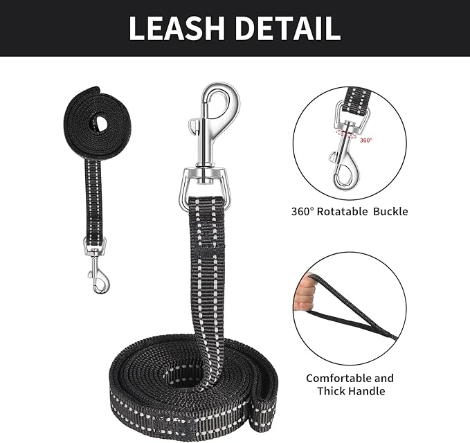 AMTOR Dog Harness with Leash Set,No Pull Adjustable Reflective Step-in Puppy Harness with Padded Vest for Extra-Small/Small Medium Large Dogs and Cats(Blackwhite),XLarge(Chest:19.5''''-23''''