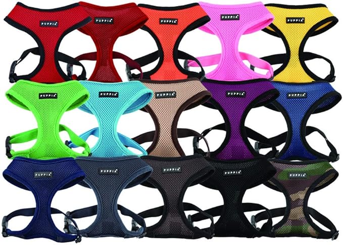 Puppia Soft Dog Harness No Choke Over-The-Head Triple Layered Breathable Mesh Adjustable Chest Belt and Quick-Release Buckle, Beige, Large